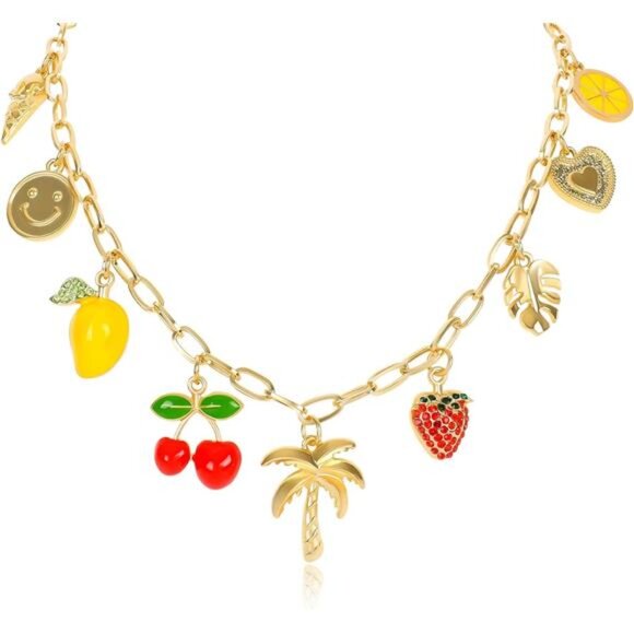 Other - Gold Charm Necklace Hawaii Style Dangle Trendy Y2K Summer Beach Jewelry Gift